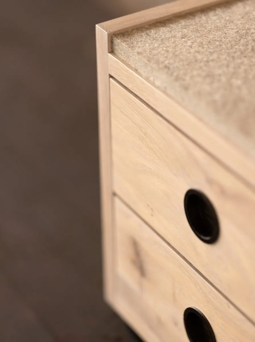 Wood and Felt Bench and Storage | Bank Storage Bench