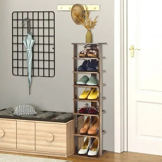 Wooden Shoes Storage Stand 7 Tiers Shoe Rack Organizer Multi-shoe Rack Shoebox-R