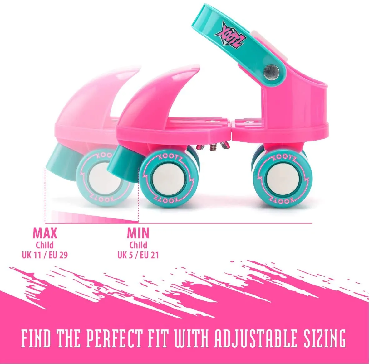 Xootz Beginner Trainer Skates, My First 4 Wheel Quad Roller Skates