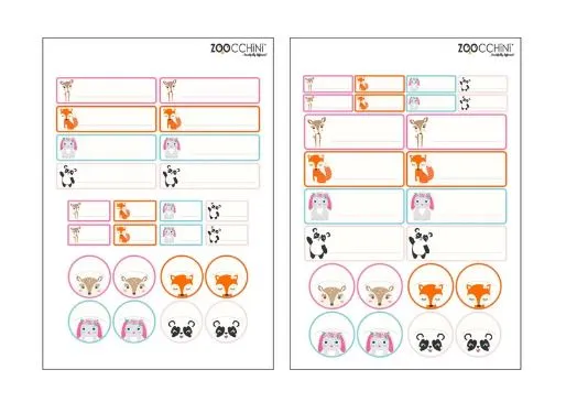 ZOOCCHiNi Multi Purpose Labels - Fiona & Friends